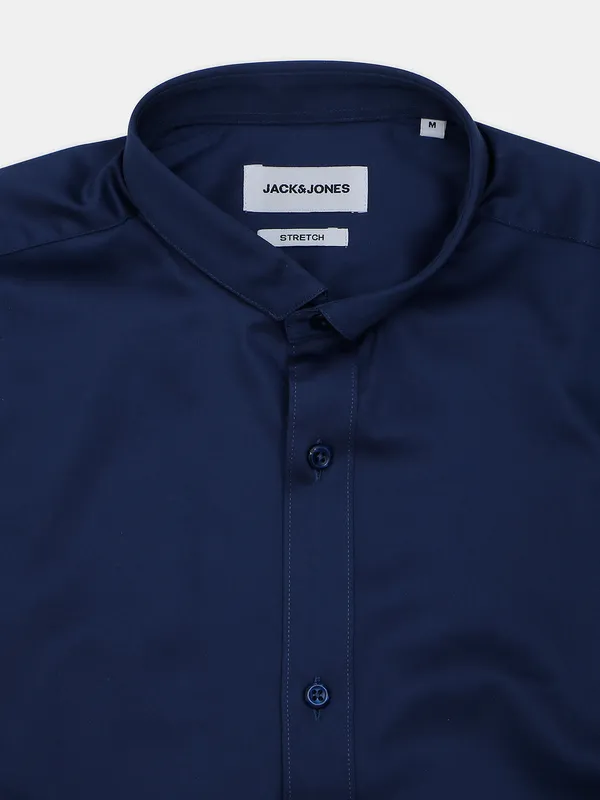 JACK&JONES navy plain cotton shirt