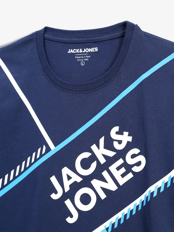 JACK&JONES navy printed casual t-shirt