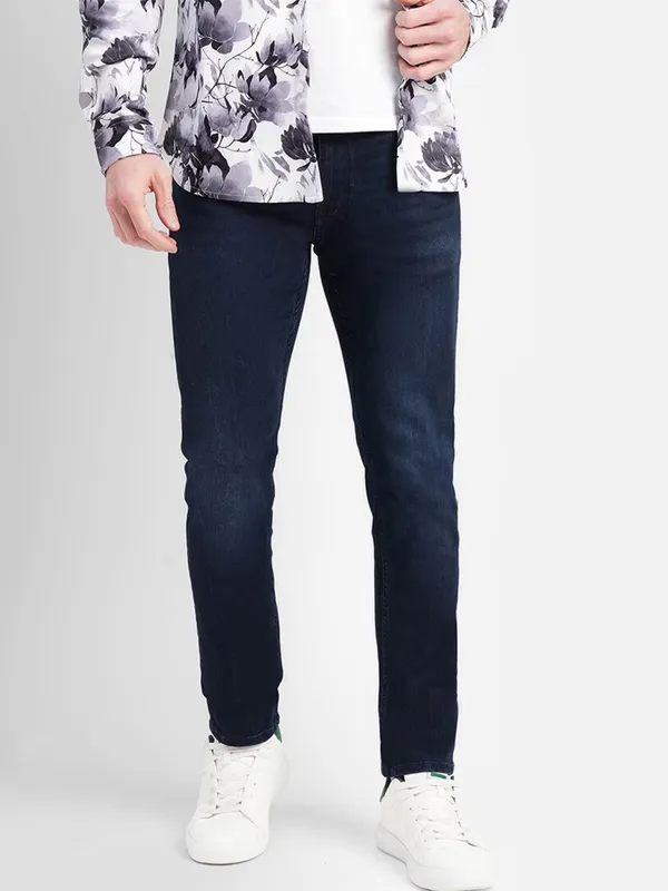 JACK&JONES navy solid skinny fit jeans