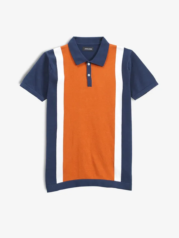 JACK&JONES orange color block t-shirt