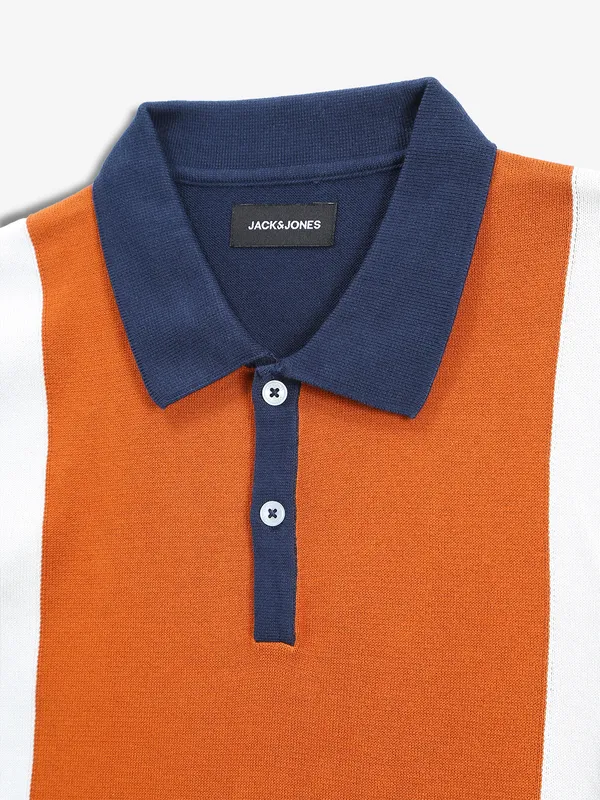 JACK&JONES orange color block t-shirt