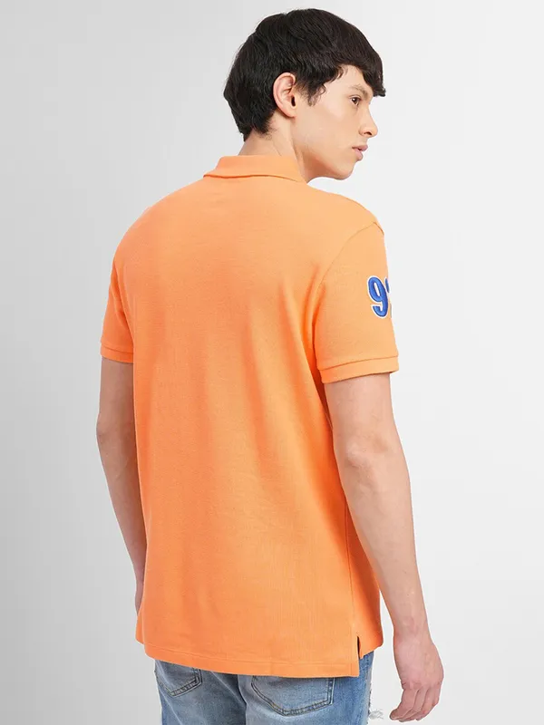 JACK&JONES orange cotton half sleeves t shirt