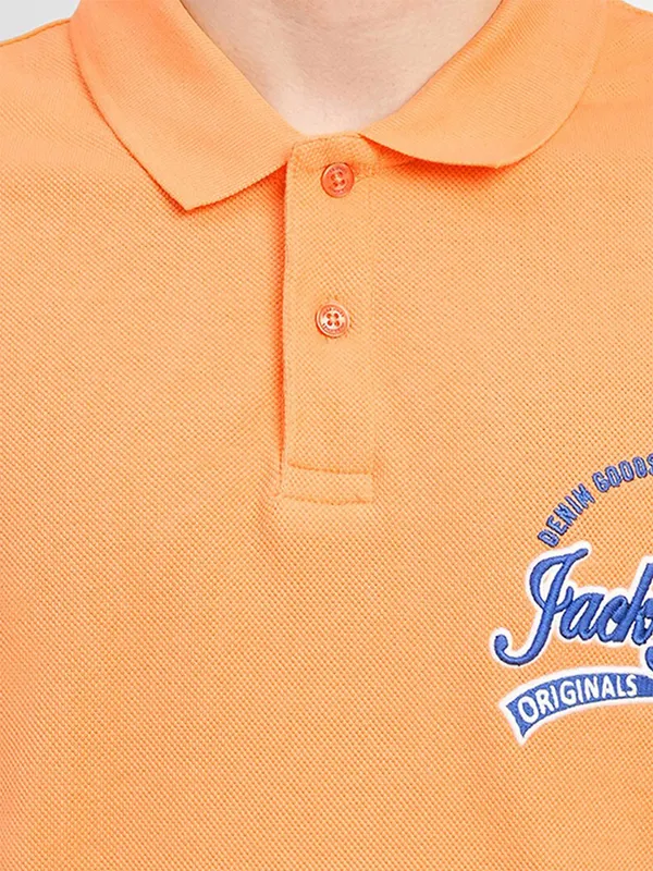 JACK&JONES orange cotton half sleeves t shirt