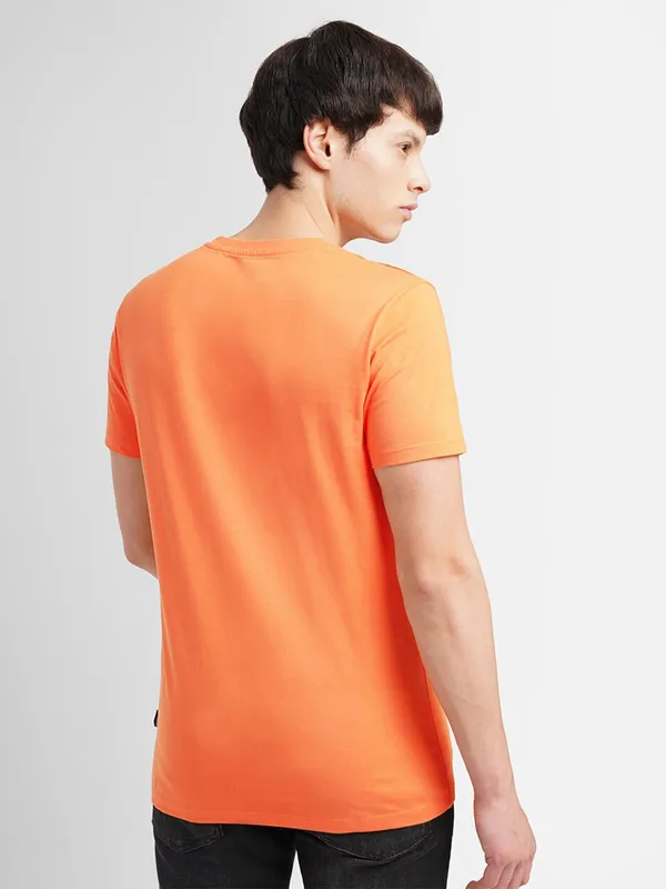 JACK&JONES orange cotton round neck t shirt
