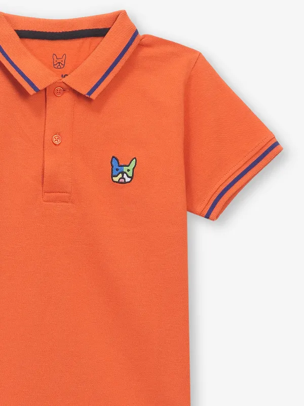 JACK&JONES orange plain cotton t-shirt