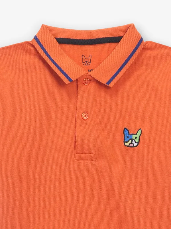 JACK&JONES orange plain cotton t-shirt