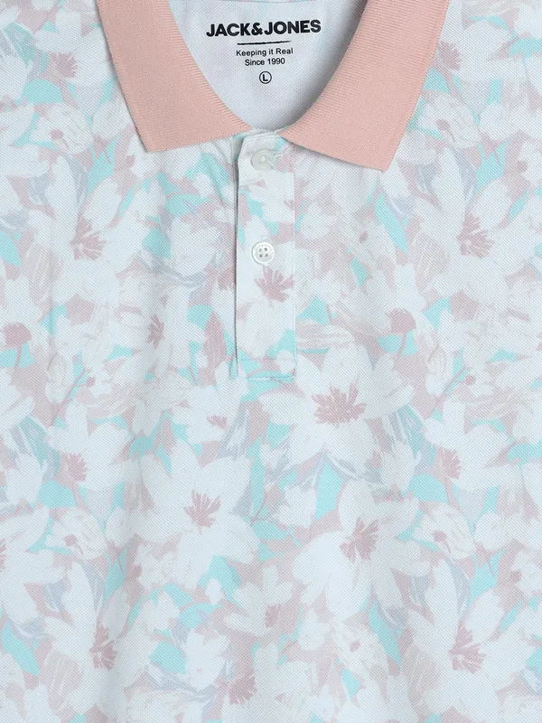 JACK&JONES peach cotton printed t-shirt