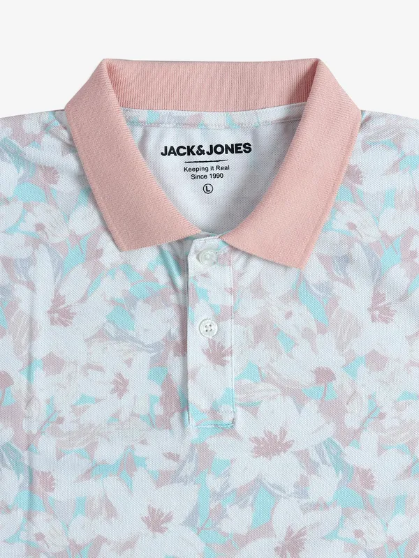 JACK&JONES peach cotton printed t-shirt