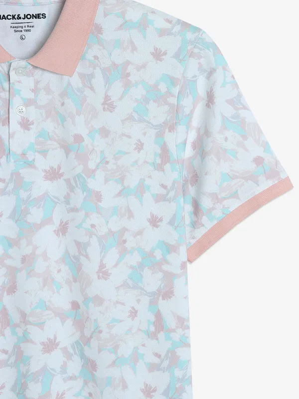 JACK&JONES peach cotton printed t-shirt