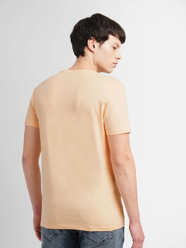 JACK&JONES peach printed cotton t shirt