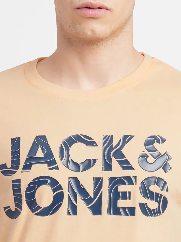 JACK&JONES peach printed cotton t shirt