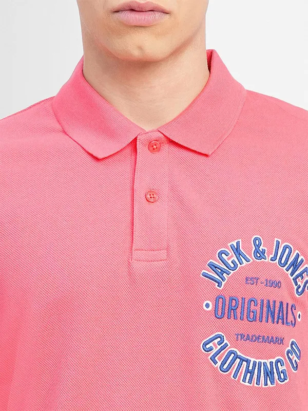 JACK&JONES pink polo t shirt in cotton