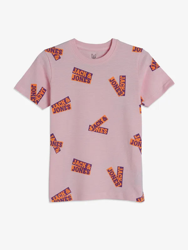 JACK&JONES pink printed cotton t-shirt