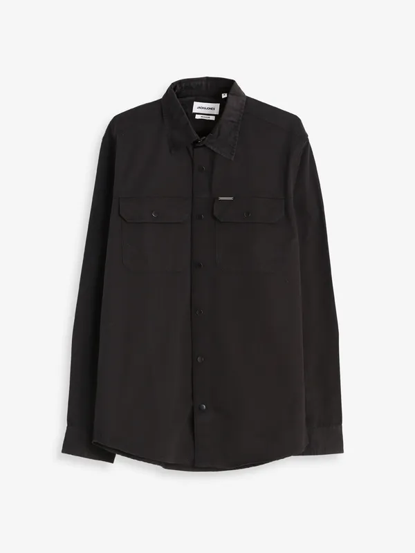 JACK&JONES plain black cotton shirt