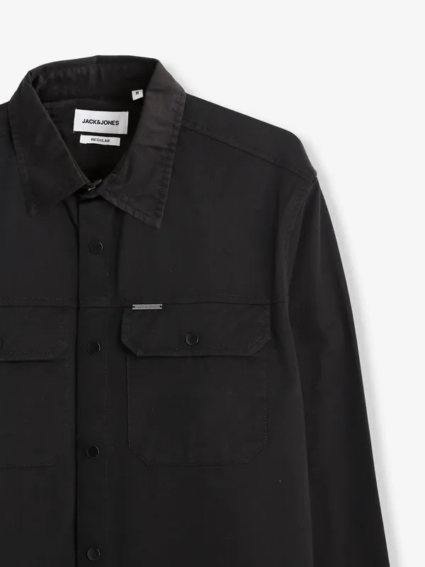 JACK&JONES plain black cotton shirt