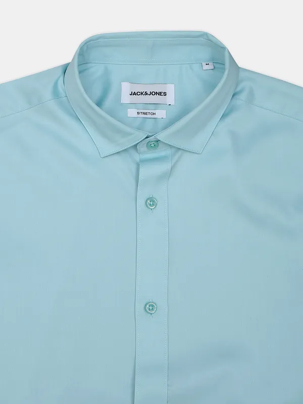 Jack&Jones plain casual wear sea blue shirt