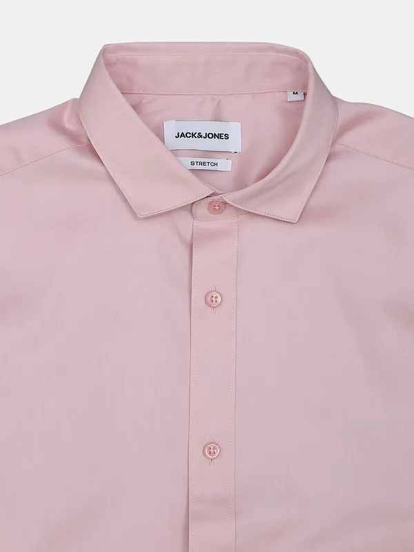 Jack&Jones plain cotton peach cotton casual shirt