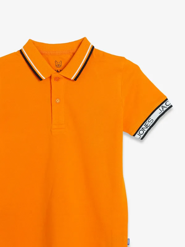 JACK&JONES plain orange polo t shirt