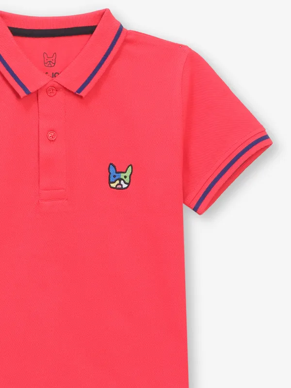 JACK&JONES plain pink cotton polo t-shirt
