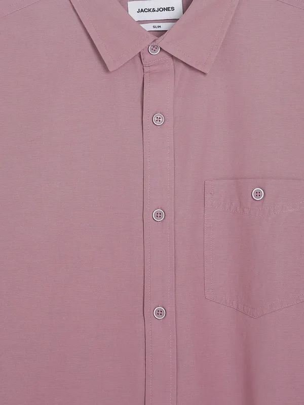 JACK&JONES plain pink slim fit shirt