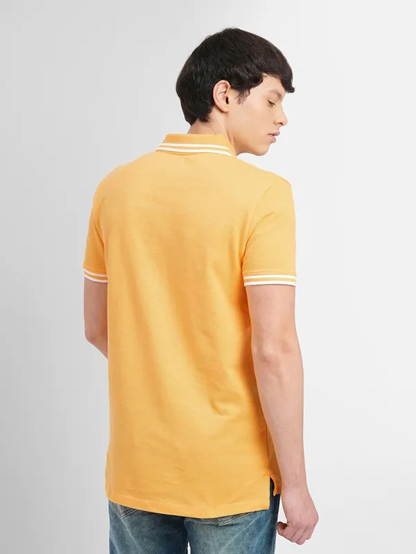 JACK&JONES plain polo t shirt in yellow