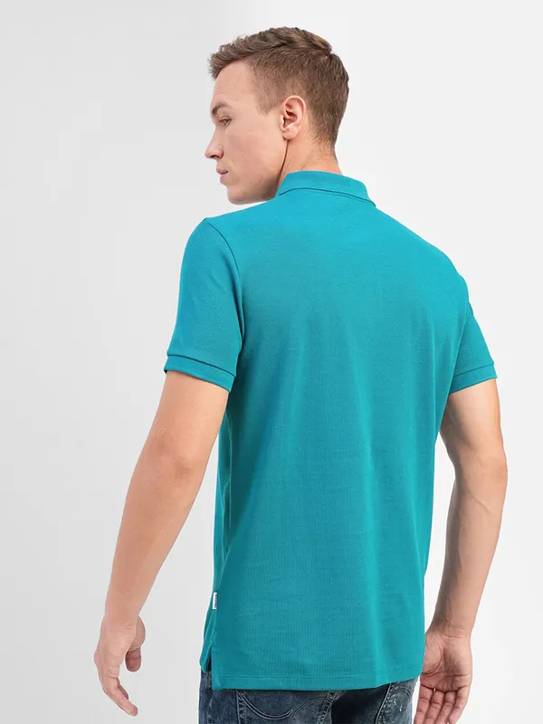 JACK&JONES plain aqua cotton t shirt