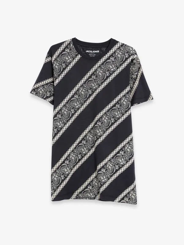 JACK&JONES printed black cotton t shirt