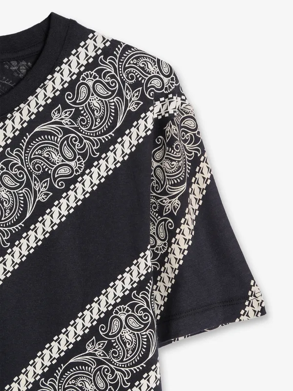 JACK&JONES printed black cotton t shirt