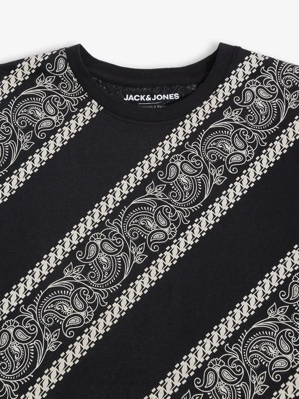 JACK&JONES printed black cotton t shirt