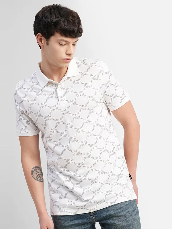 JACK&JONES printed cotton t shirt in white