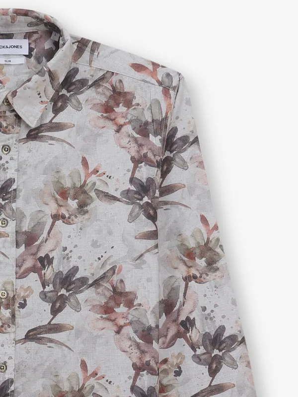 JACK&JONES printed pista green cotton shirt
