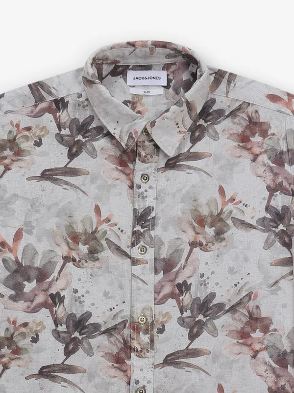 JACK&JONES printed pista green cotton shirt