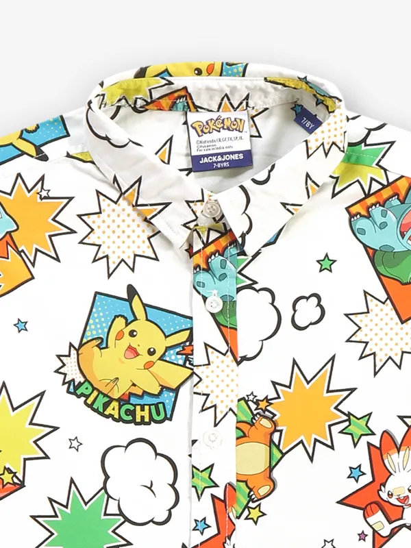 JACK&JONES printed white cotton shirt