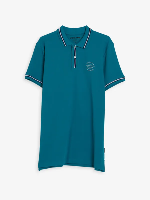 JACK&JONES rama blue plain polo t shirt
