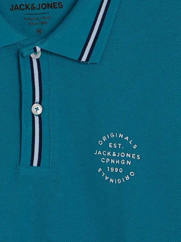 JACK&JONES rama blue plain polo t shirt