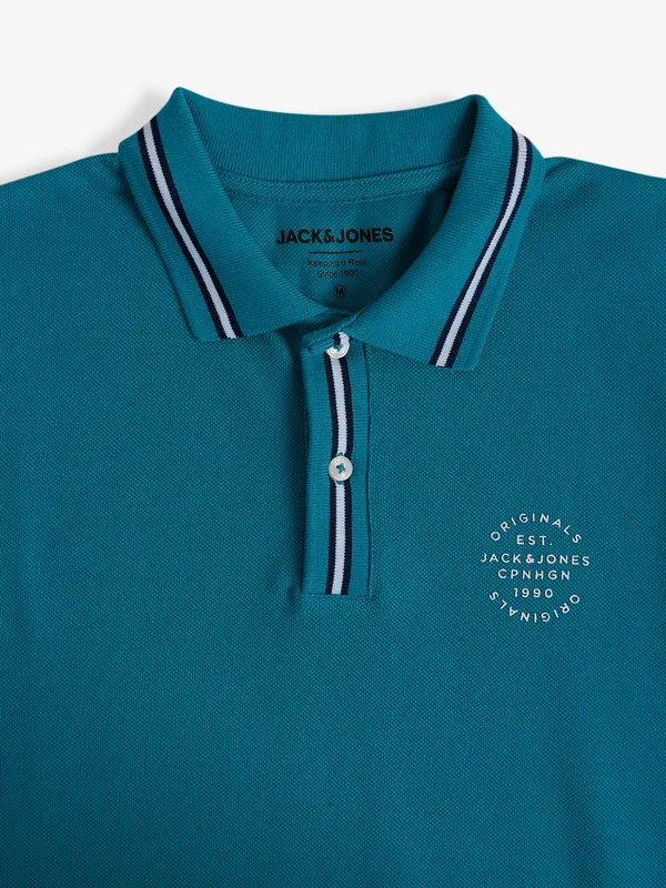 JACK&JONES rama blue plain polo t shirt