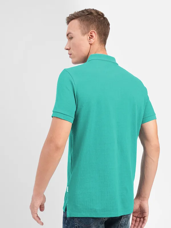 JACK&JONES sea green cotton polo t shirt