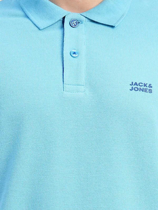 JACK&JONES sky blue plain polo t shirt