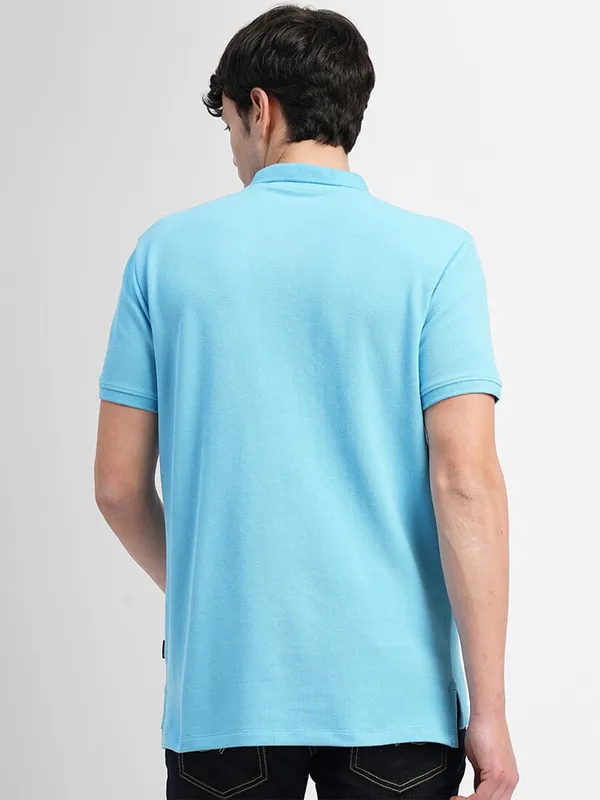 JACK&JONES sky blue plain polo t shirt