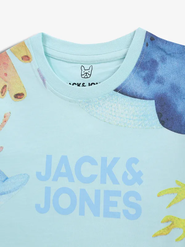 JACK&JONES sky blue printed t-shirt