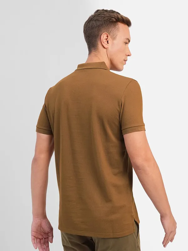 JACK&JONES slim fit brown cotton t shirt