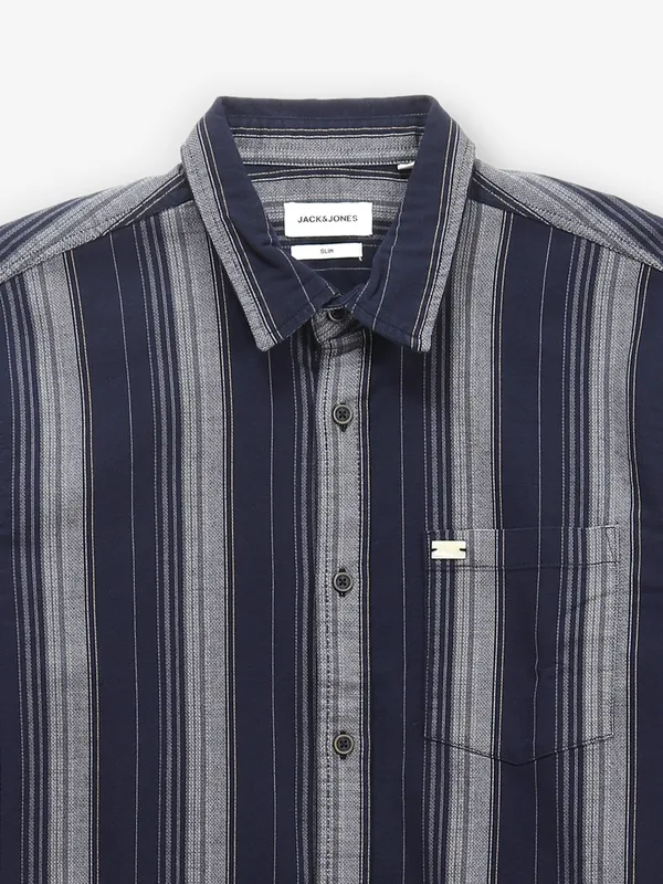 JACK&JONES stripe navy cotton shirt