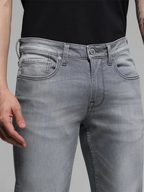 JACK&JONES washed grey denim slim fit jeans