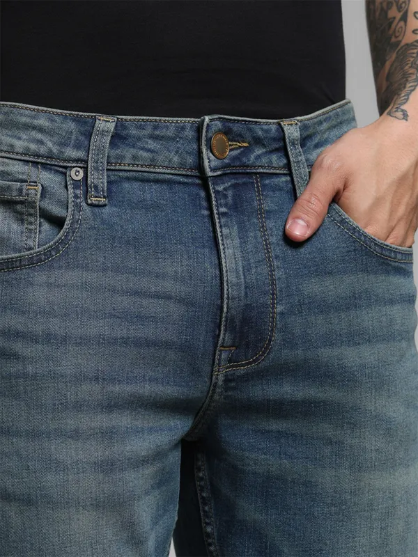JACK&JONES washed light blue denim slim fit jeanas