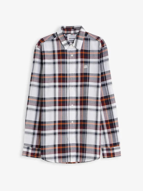 JACK&JONES white and brown cotton shirt