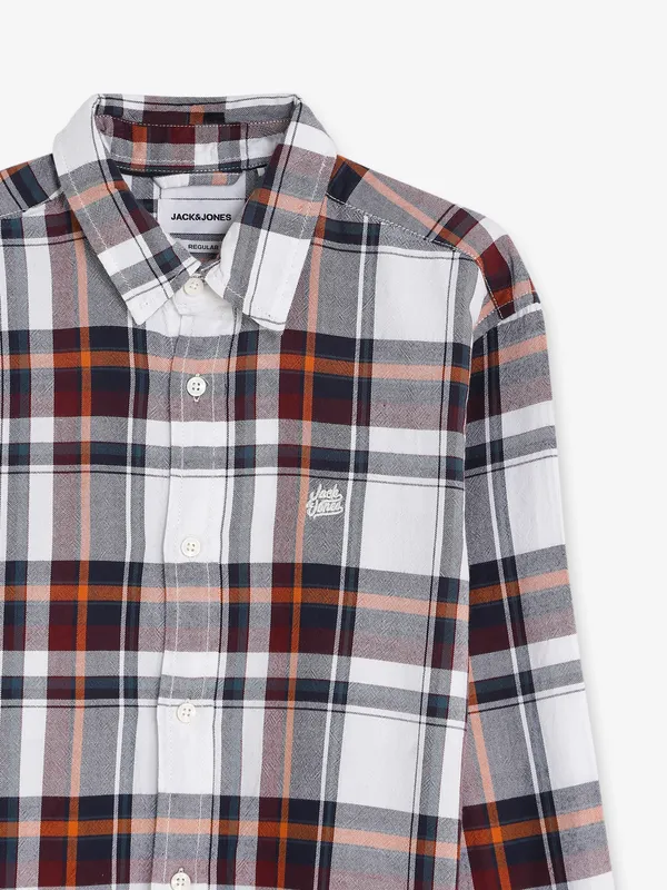 JACK&JONES white and brown cotton shirt