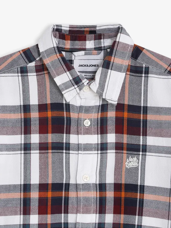 JACK&JONES white and brown cotton shirt