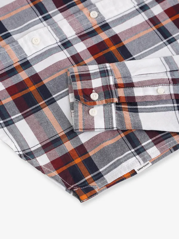 JACK&JONES white and brown cotton shirt