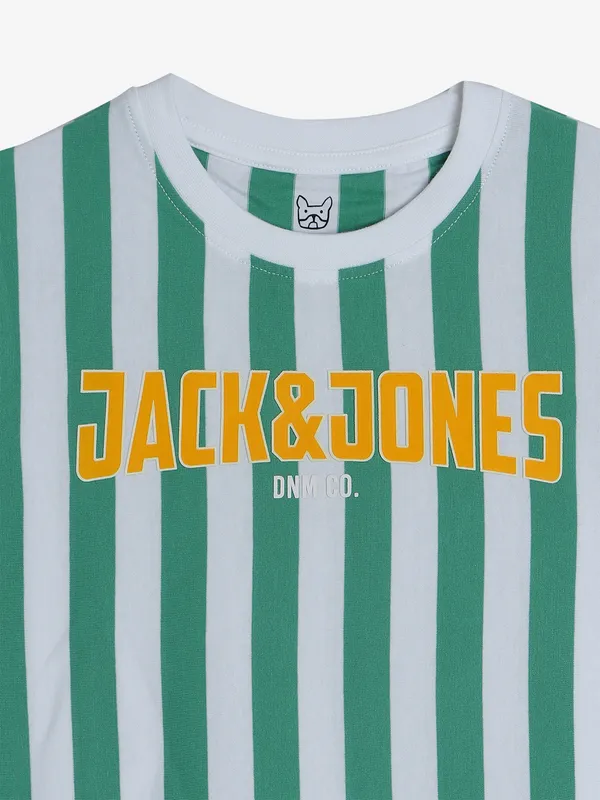 JACK&JONES white and green stripe t-shirt