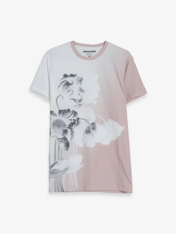 JACK&JONES white and pink cotton t shirt